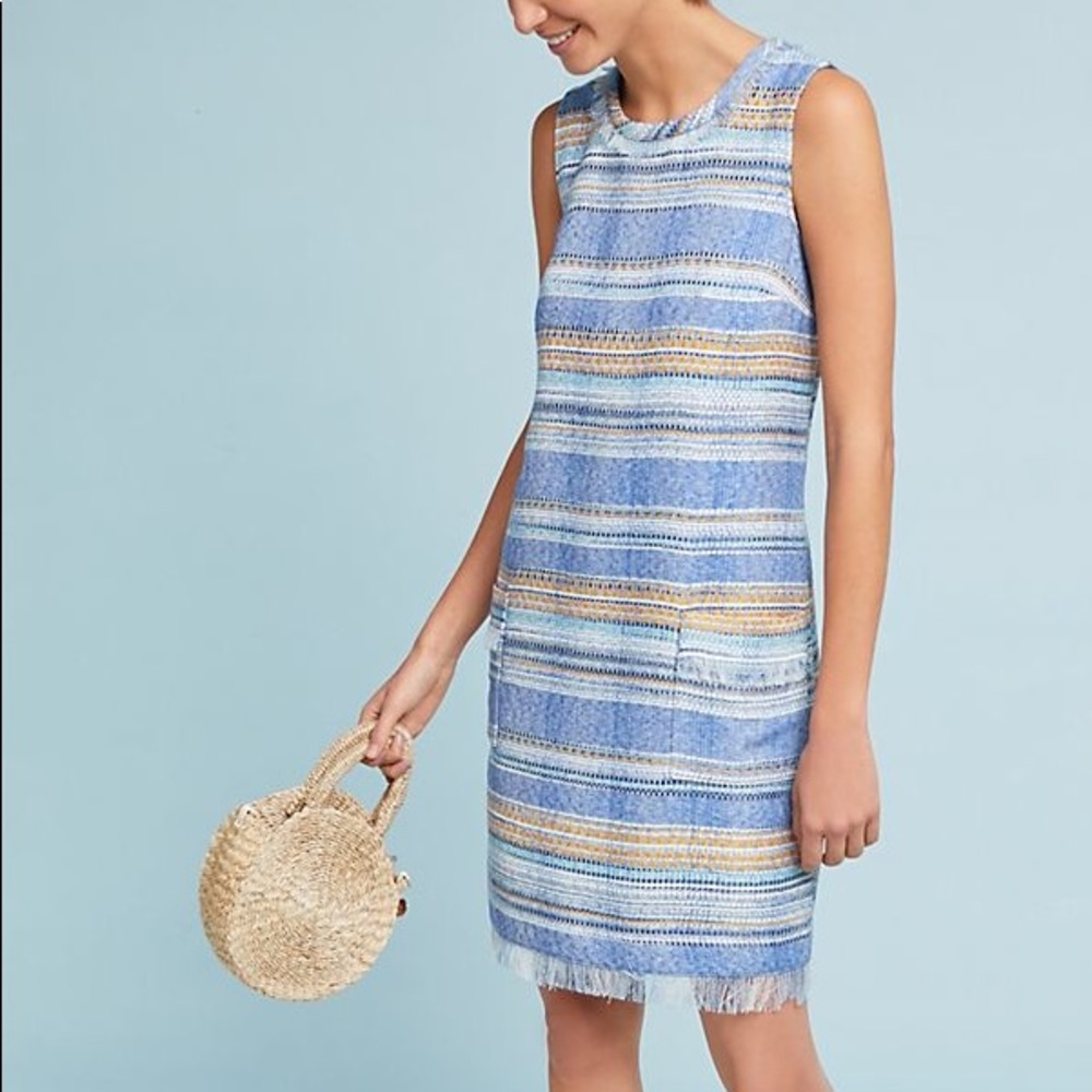 Anthropologie Amenia+ Kin Blue Striped Tweed Dress